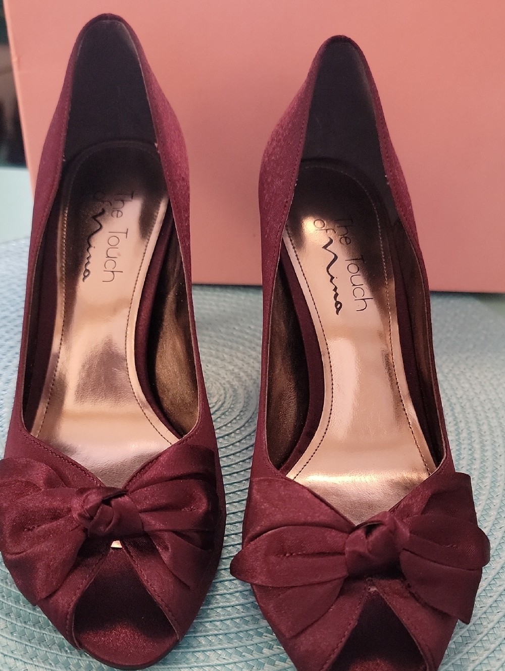 Women's Wine Peep-Toe Bow Heels